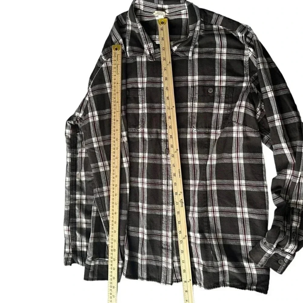 Duluth Trading Co womens flannel button-up long sleeve shirt size XL brown plaid - Picture 4 of 9